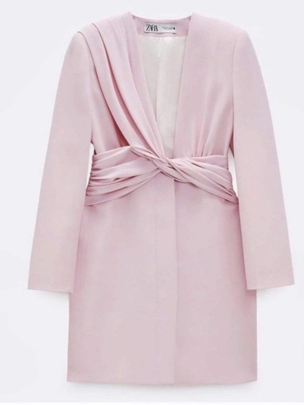 Zara Light Pink Draped Blazer Dress in Pink Size Medium